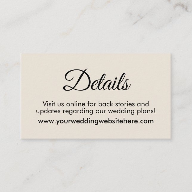 Simple, Elegant Cream Wedding Details Enclosure Card (Front)