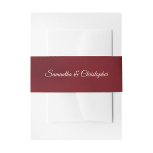 Simple Elegant Crimson Red Wedding Invitation Belly Band