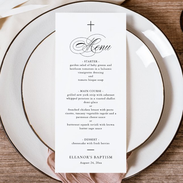 Simple Elegant Cross Calligraphy Baptism Menu (Creator Uploaded)