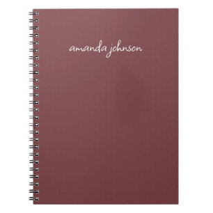 Simple Elegant Cursive Red Monogram Add Full Name Notebook