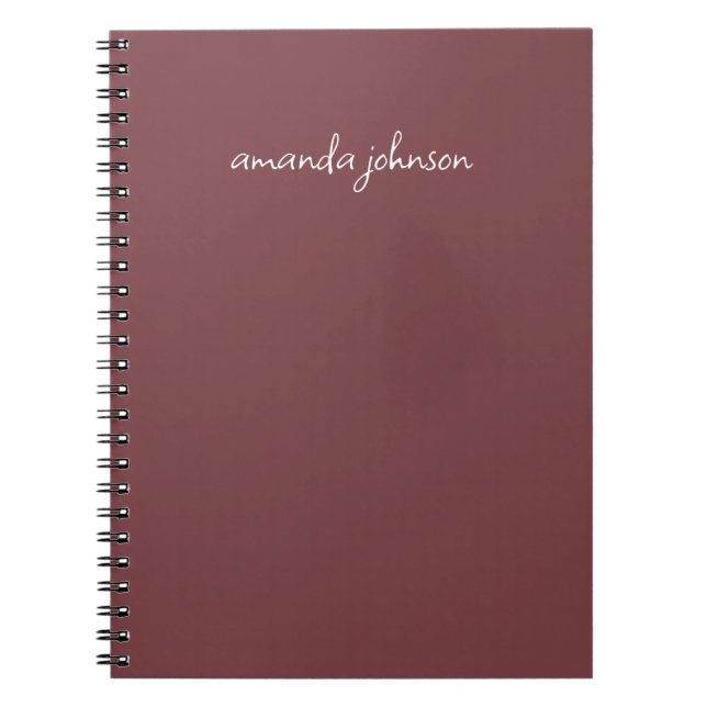 Simple Elegant Cursive Red Monogram Add Full Name Notebook (Front)