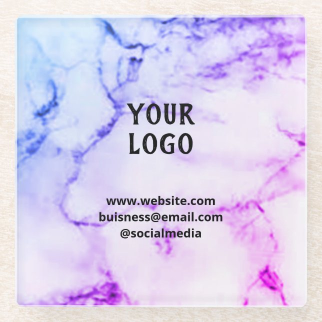 Simple elegant custom add your name marble   stone glass coaster (Front)