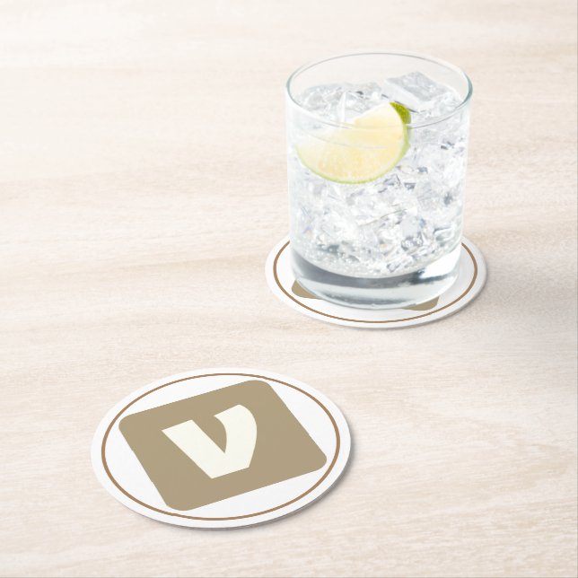 Simple elegant custom add your name marble   stone round paper coaster (Insitu)