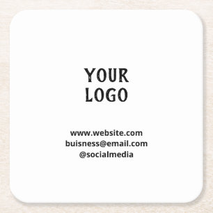 Simple elegant custom add your name marble   stone square paper coaster