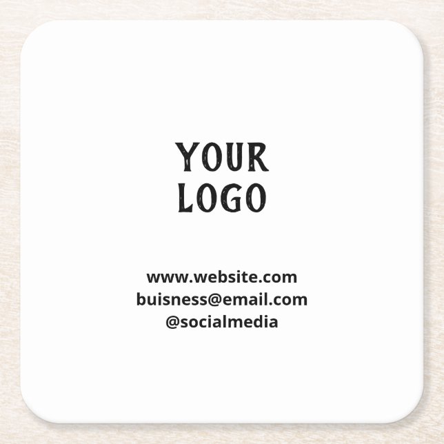 Simple elegant custom add your name marble   stone square paper coaster (Front)