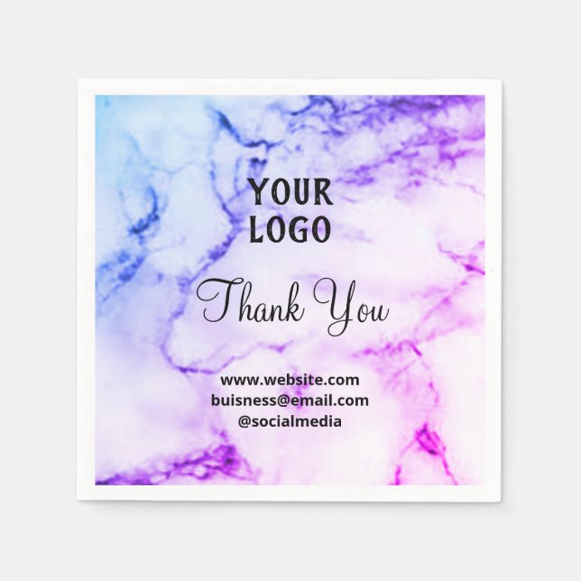 Simple elegant custom add your name marble thanks napkin (Front)