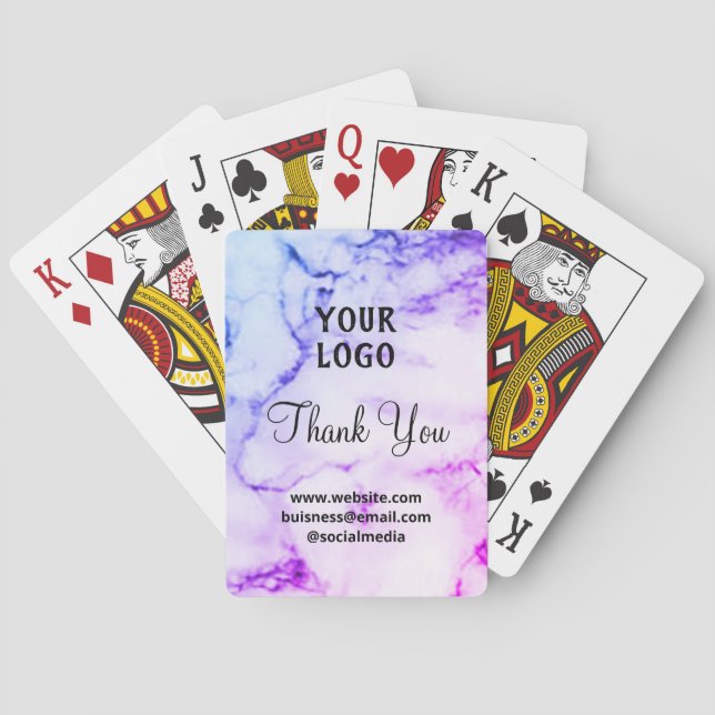 Simple elegant custom add your name marble thanks  playing cards (Back)