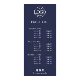 Simple Elegant Custom Business Logo Price List Rack Card
