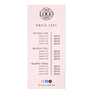 Simple Elegant Custom Business Logo Price List Rack Card