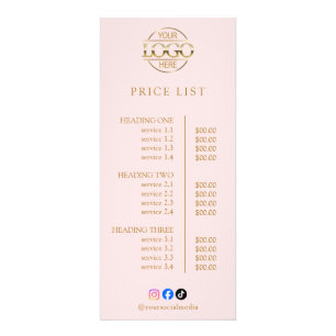 Simple Elegant Custom Business Logo Price List Rack Card