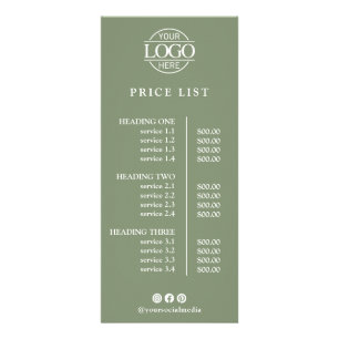 Simple Elegant Custom Business Logo Price List Rack Card