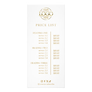 Simple Elegant Custom Business Logo Price List Rack Card