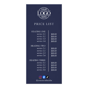 Simple Elegant Custom Business Logo Price List Rack Card