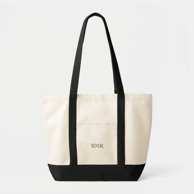 Simple Elegant Custom Colour Monogram Initials Tote Bag (Front)
