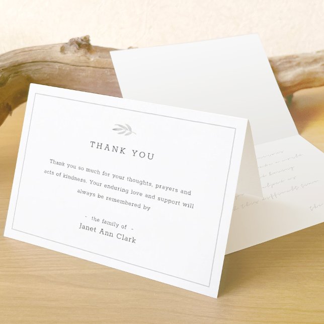 Simple Elegant Custom Funeral and Sympathy Thank You Card (Creator Uploaded)