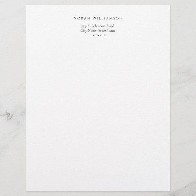 Simple Elegant Custom Name Personal Professional Custom Letterhead (Front)