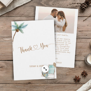 Simple Elegant Custom Photo Beach Wedding Thank You Card