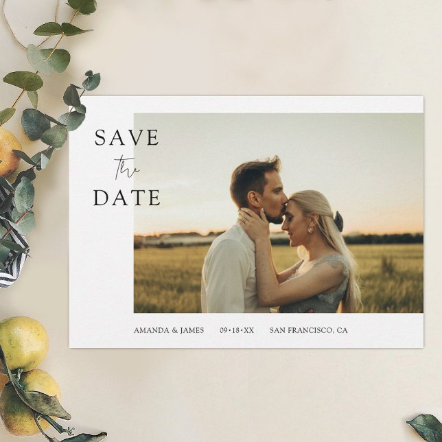 Simple Elegant Custom Photo Wedding Save the Date Invitation (Creator Uploaded)