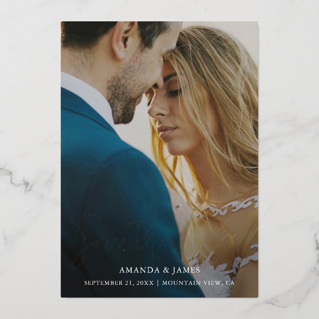 Simple Elegant Custom Save the Date Gold (Front)