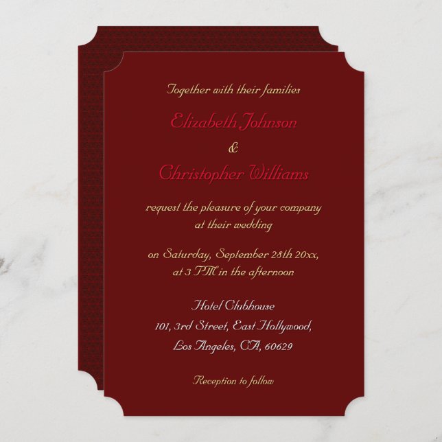 Simple Elegant Custom Wedding Invitation Ticket (Front/Back)