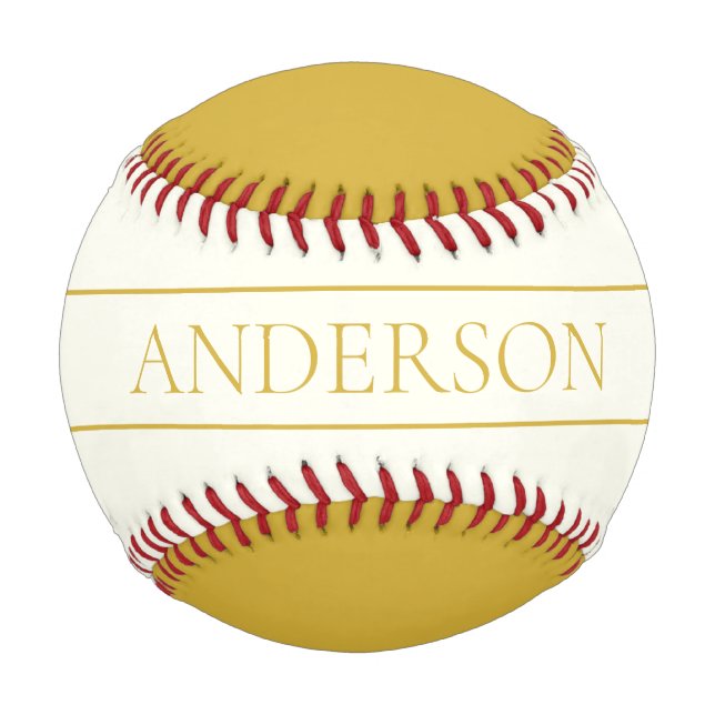 Simple Elegant Customisable Text | Gold Off White Baseball (Front)