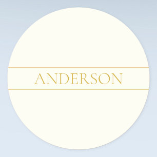 Simple Elegant Customisable Text Gold Off White Classic Round Sticker