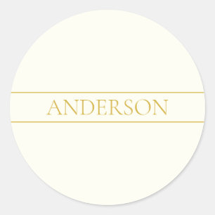 Simple Elegant Customisable Text   Gold Off White Classic Round Sticker