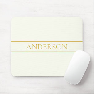 Simple Elegant Customisable Text   Gold Off White Mouse Mat