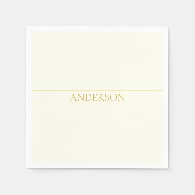 Simple Elegant Customisable Text | Gold Off White Napkin (Front)