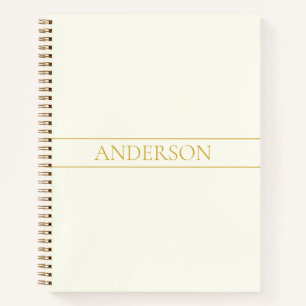 Simple Elegant Customisable Text Gold Off White Notebook