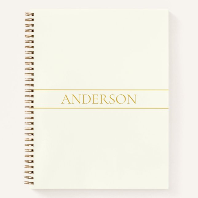 Simple Elegant Customisable Text | Gold Off White Notebook (Front)