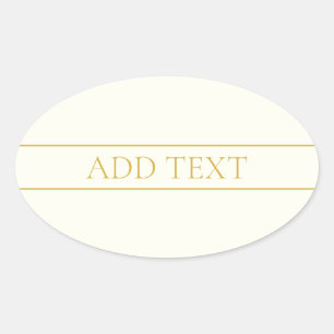 Simple Elegant Customisable Text   Gold Off White Oval Sticker