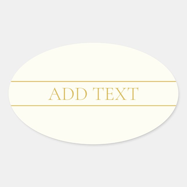 Simple Elegant Customisable Text | Gold Off White Oval Sticker (Front)