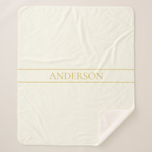 Simple Elegant Customisable Text   Gold Off White Sherpa Blanket