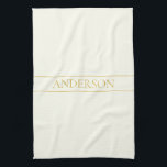 Simple Elegant Customisable Text | Gold Off White Tea Towel<br><div class="desc">Elegant customisable gold lettering,  edit as you like.</div>