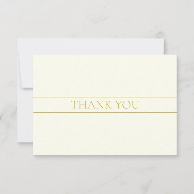 Simple Elegant Customisable Text | Gold Off White Thank You Card (Front)