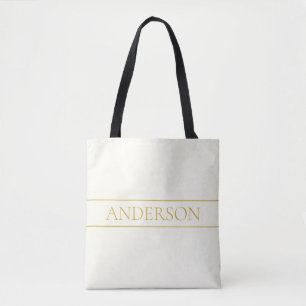 Simple Elegant Customisable Text Gold Off White Tote Bag