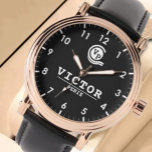 Simple elegant  customizable Monogram  Black Watch<br><div class="desc">Timeless Retro Monogram Black Watch Elevate your style with this Retro Monogram Black Watch, a perfect blend of sophistication and personalization. Designed for those who appreciate elegance and individuality, this watch makes an ideal customizable gift for any occasion. Key Features: Personalized Monogram Design: Add your name or initials for a...</div>