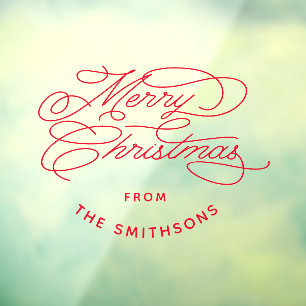 Simple & Elegant Cute Merry Christmas Personalised Window Cling