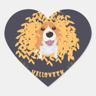 Simple Elegant Cute my dog and halloween Heart Sticker