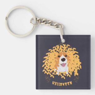 Simple Elegant Cute my dog and halloween Key Ring