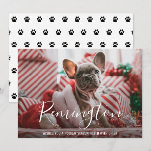 Simple Elegant Cute Photo Dog Christmas Holiday Card