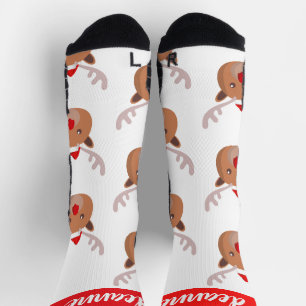 Simple Elegant Cute Reindeer Christmas Family Socks