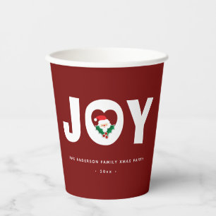 Simple Elegant Cute Santa Christmas Joy Party Paper Cups