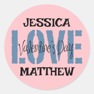 simple elegant cute valentine, Sweet for couple Classic Round Sticker