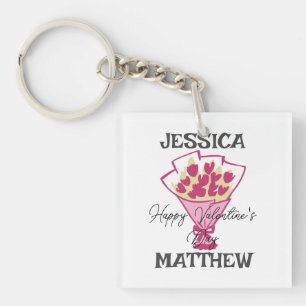 simple elegant cute valentine, Sweet for couple Key Ring