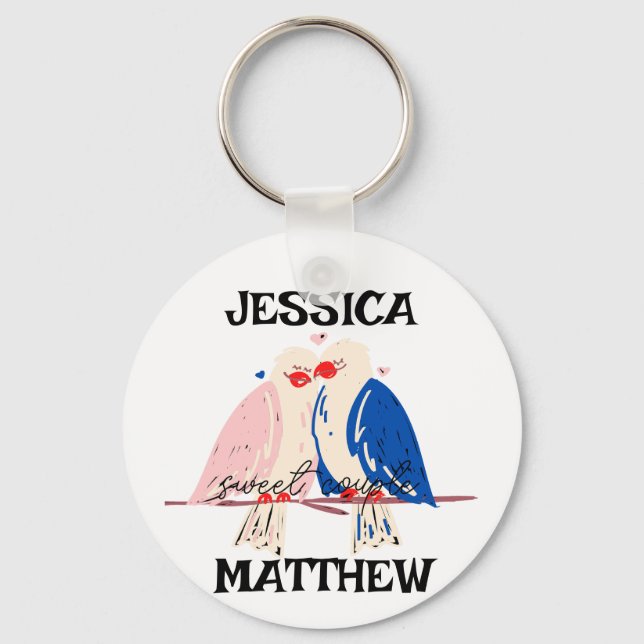 simple elegant cute valentine, Sweet for couple  Key Ring (Front)