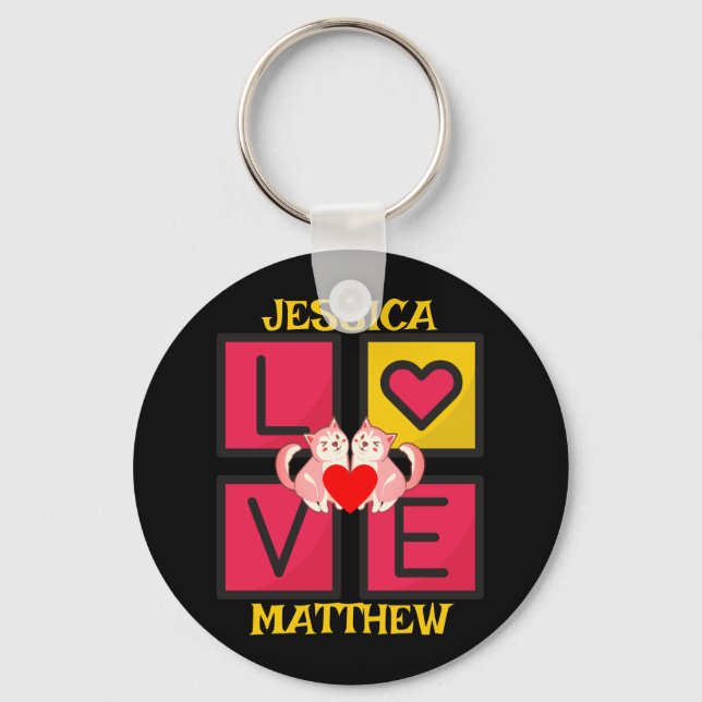 simple elegant cute valentine, Sweet for couple Key Ring (Front)