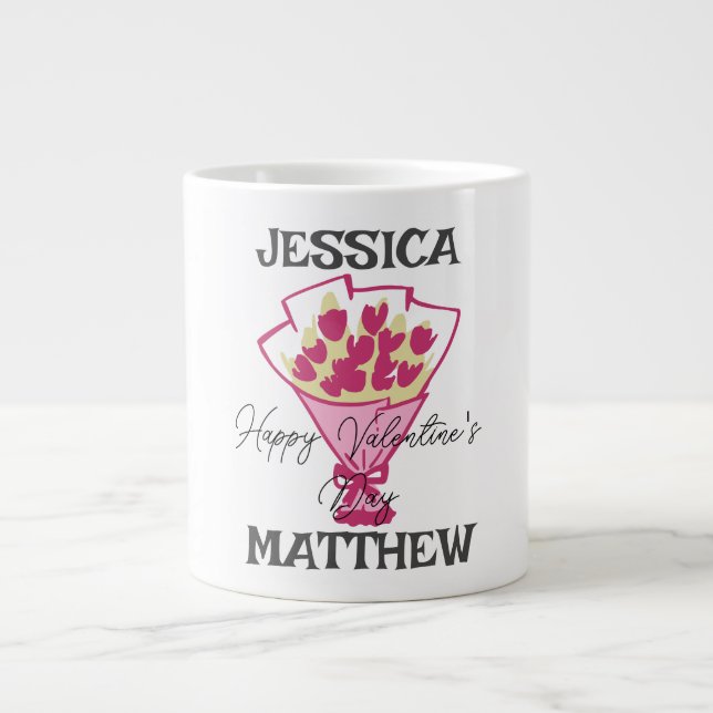 simple elegant cute valentine, Sweet for couple Large Coffee Mug (Front)