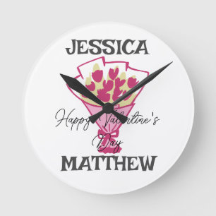 simple elegant cute valentine, Sweet for couple Round Clock